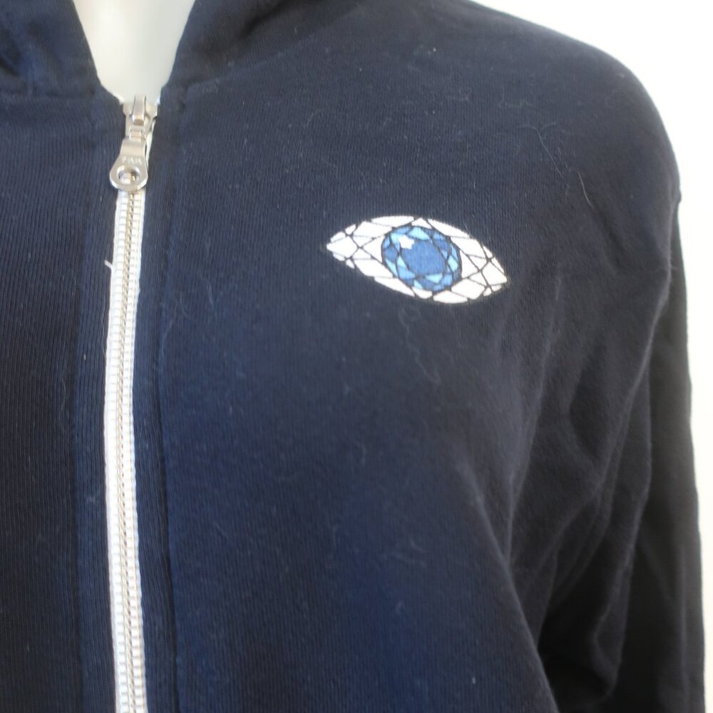 Womens Lauren Moshi  Full Zipper Navy Blue Hoodie Graphic Sweatshirt S - Picture 3 of 7